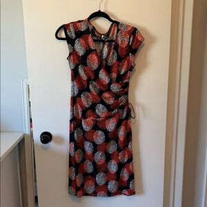 Evan Picone Red and Black Midi Dress